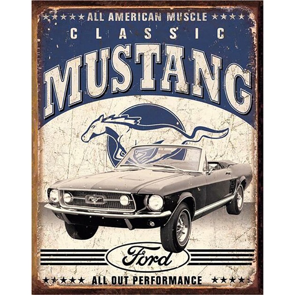 Classic Mustang Tin Sign - 12-1/2"W x 16"H