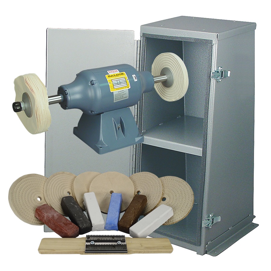 Baldor® 3/4HP Buffer, Enclosed Buffer Cabinet Stand & Buffing Kit