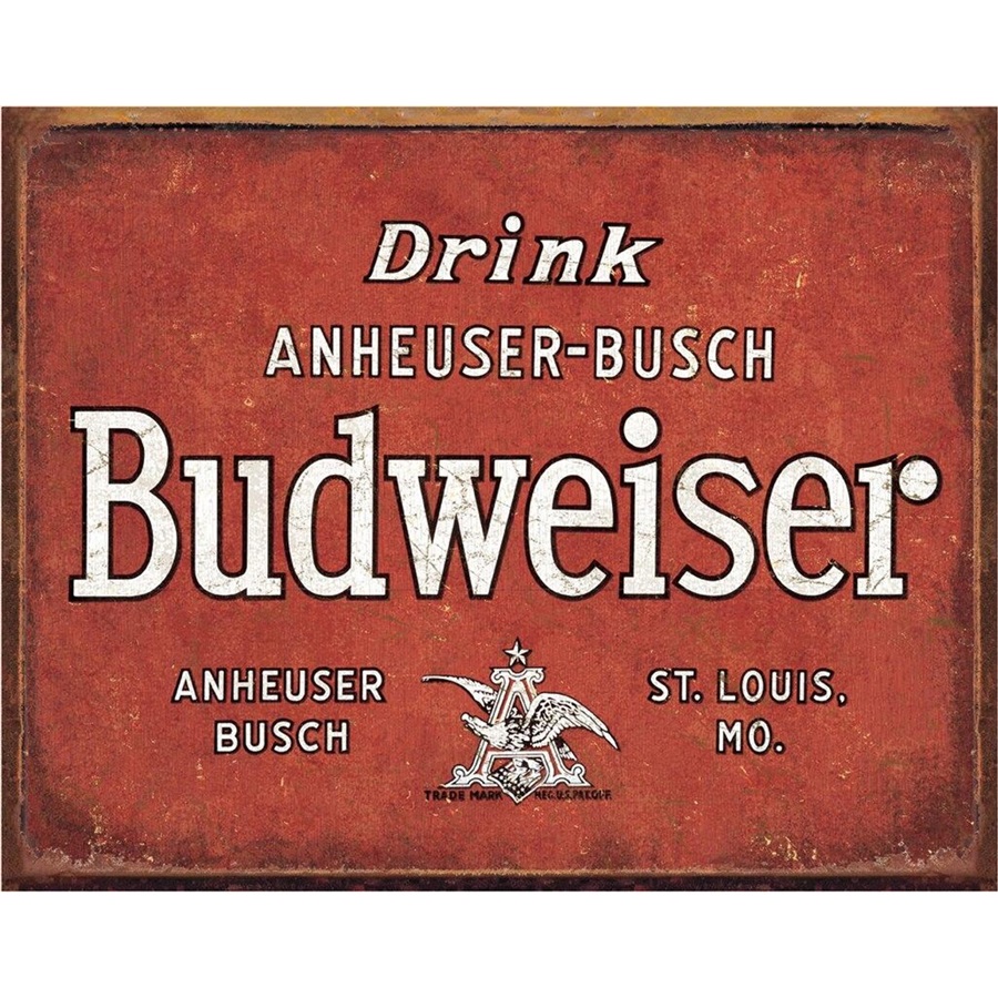 Budweiser - Drink Tin Sign - 16"W x 12-1/2"H