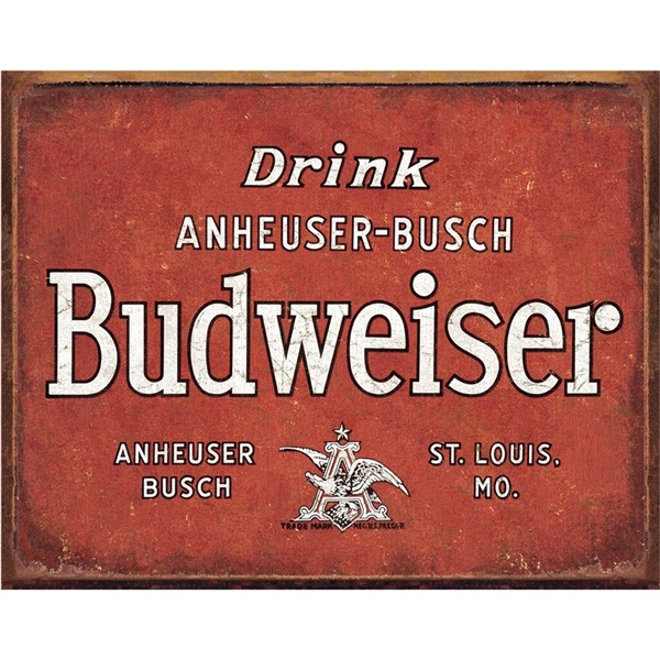 Budweiser - Drink Tin Sign - 16"W x 12-1/2"H