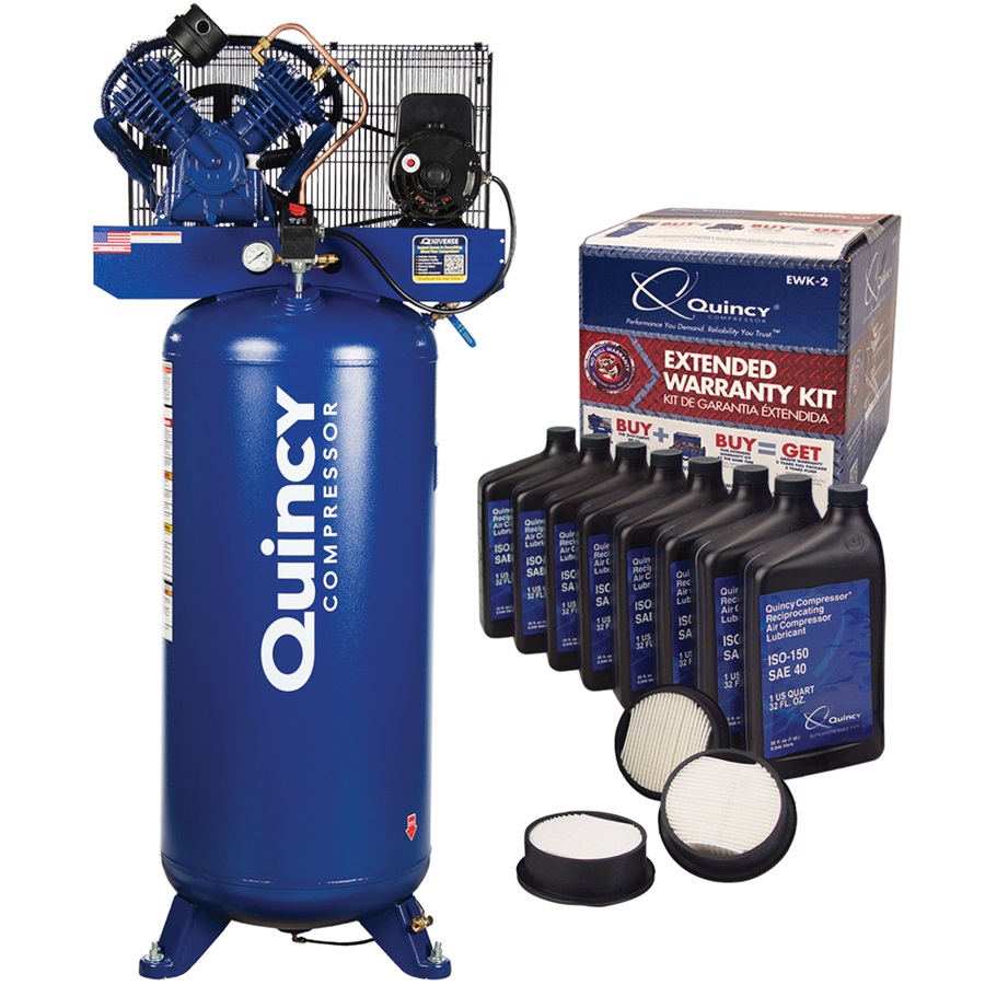 Quincy 5HP 2-Stage 60-Gal Air Compressor and FREE Warranty Kit