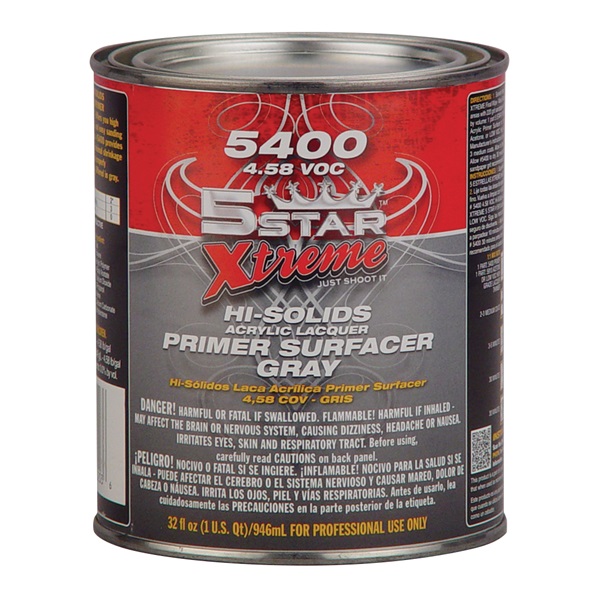 5STAR® Acrylic Lacquer Primer Surfacer (1K) - Gray, Qt