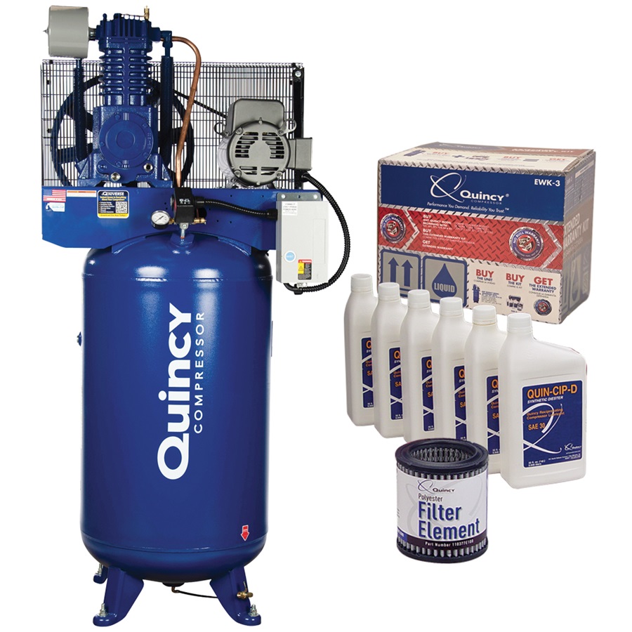 Quincy QT-5 Pro 5HP 2-Stage 80-Gal Air Compressor and Warranty Kit