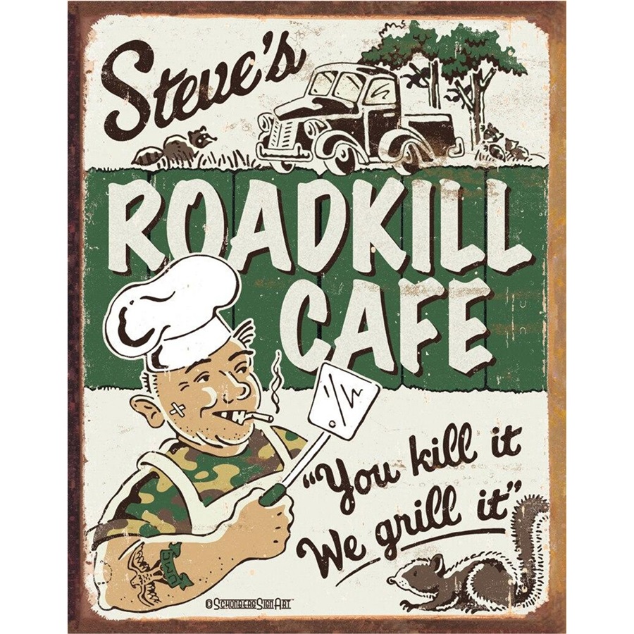 Schonberg - Steve's Cafe Tin Sign - 12-1/2"W x 16"H