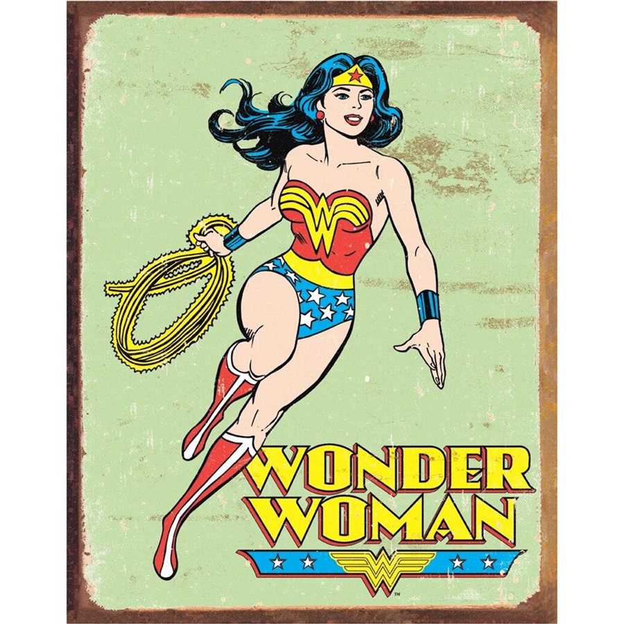 Wonder Woman Retro Tin Sign - 12-1/2"W x 16"H