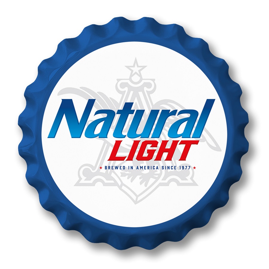 Natural Light Bottle Cap Aluminum-Style Sign - 18" Dia