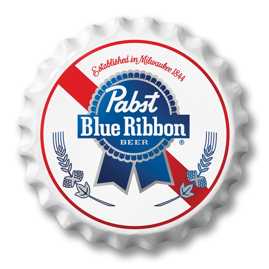 Pabst Blue Ribbon Bottle Cap Aluminum-Style Sign - 18" Dia