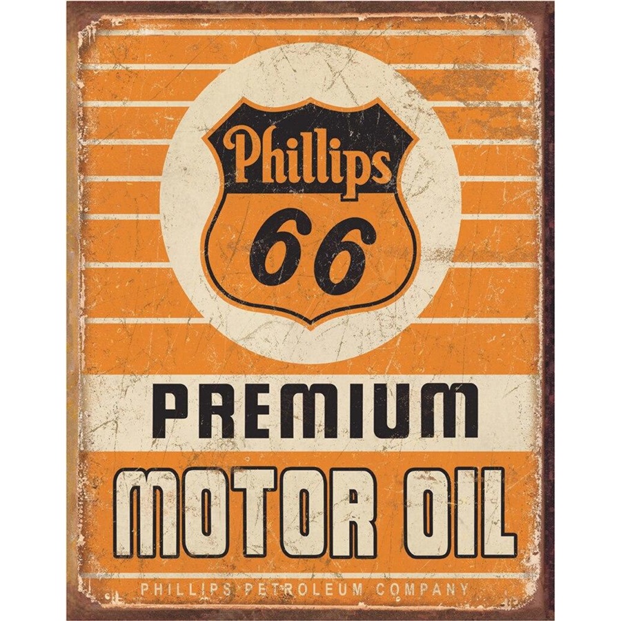 Phillips 66 Premium Oil Tin Sign - 12-1/2"W x 16"H