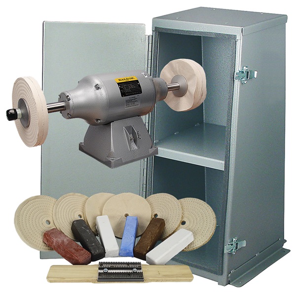 Baldor® 3/4HP 2-Speed Buffer, Enclosed Buffer Cabinet Stand & Buffing Kit