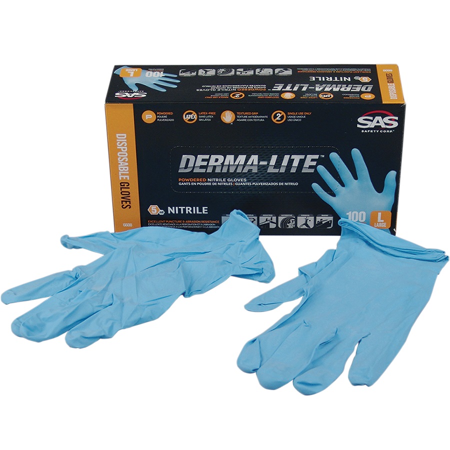 SAS® DERMA-LITE™ Disposable Nitrile Work Gloves, Lrg