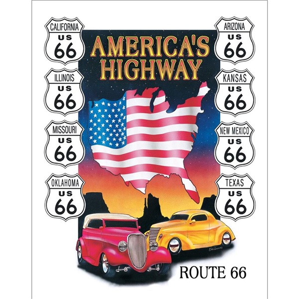 America's Highway Tin Sign - 12-1/2"W x 16"H