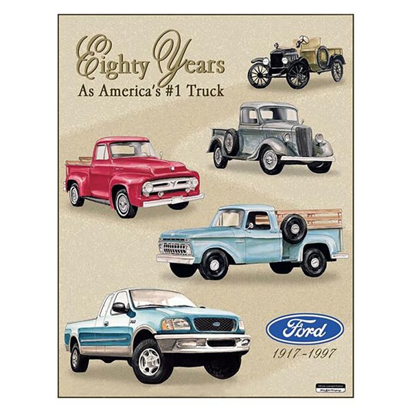 Ford Trucks 80 Year Tribute Tin Sign - 12-1/2"W x 16"H