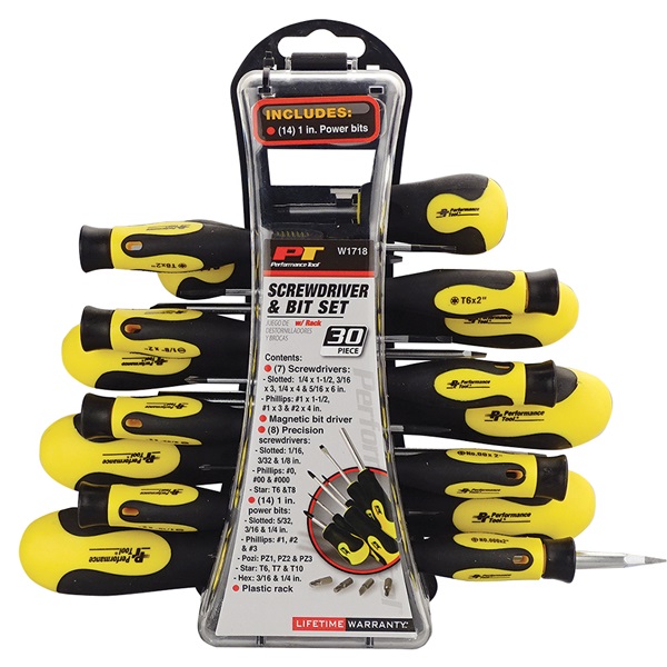 Performance Tool® 30-Pc Screwdriver & Bit Set