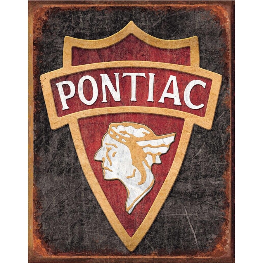 1930 Pontiac Logo Tin Sign - 12-1/2"W x 16"H