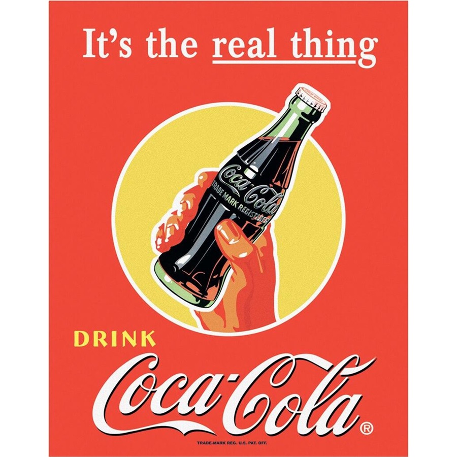 COKE Real Thing - Bottle In Tin Sign - 12-1/2"W x 16"H