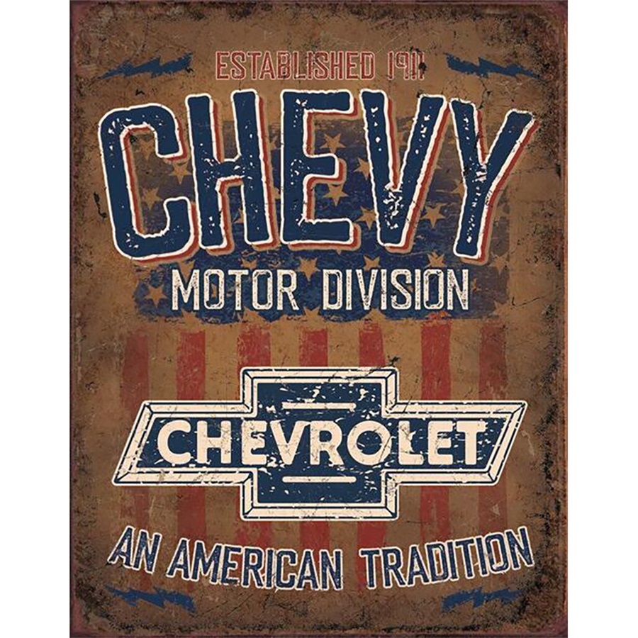 Chevy American Tradition Tin Sign - 12-1/2"W x 16"H