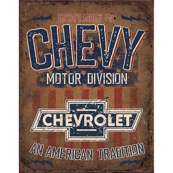 Chevy American Tradition Tin Sign - 12-1/2"W x 16"H