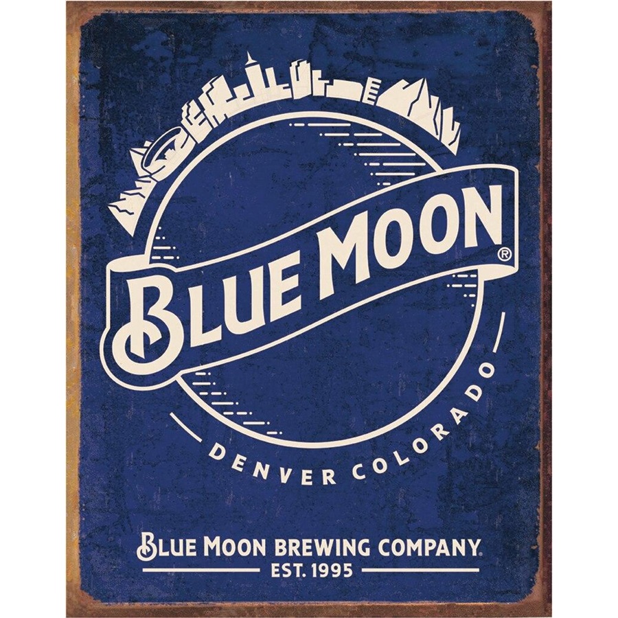 Blue Moon - Skyline Logo Retro Tin Sign - 12-1/2"W x 16"H