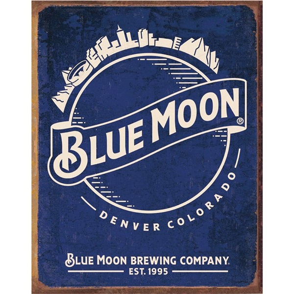 Blue Moon - Skyline Logo Retro Tin Sign - 12-1/2"W x 16"H