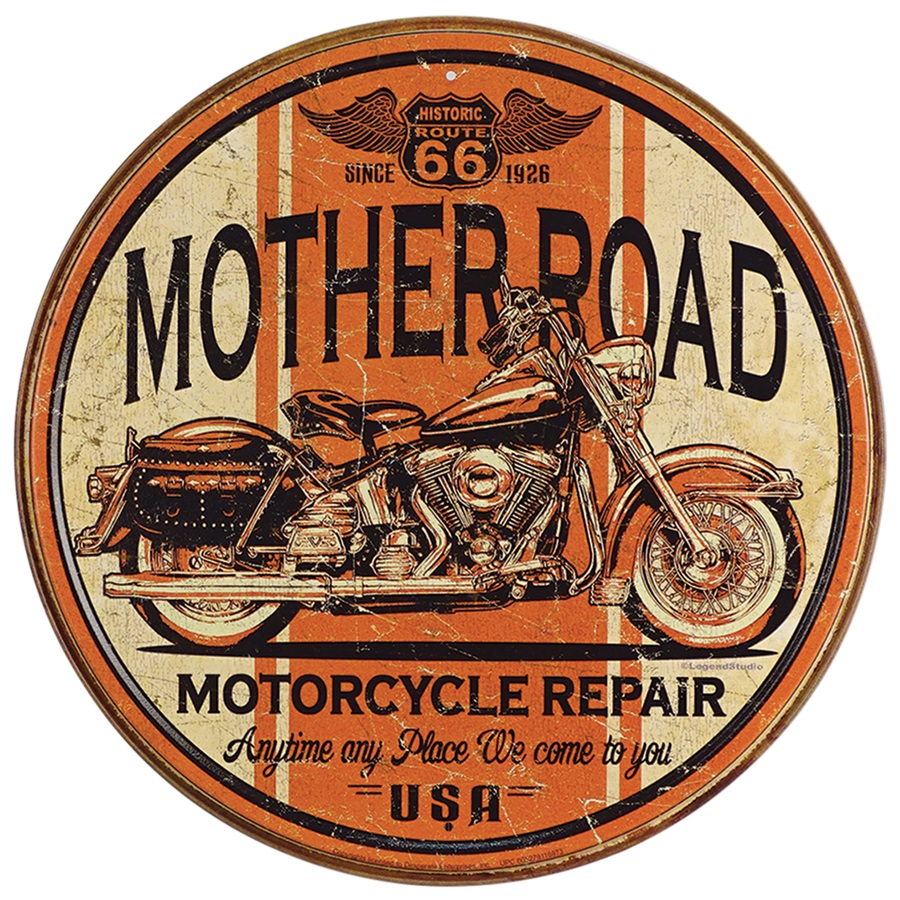 Mother Road Aluminum-Style Sign - 11-3/4" Dia