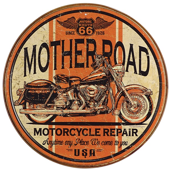 Mother Road Aluminum-Style Sign - 11-3/4" Dia