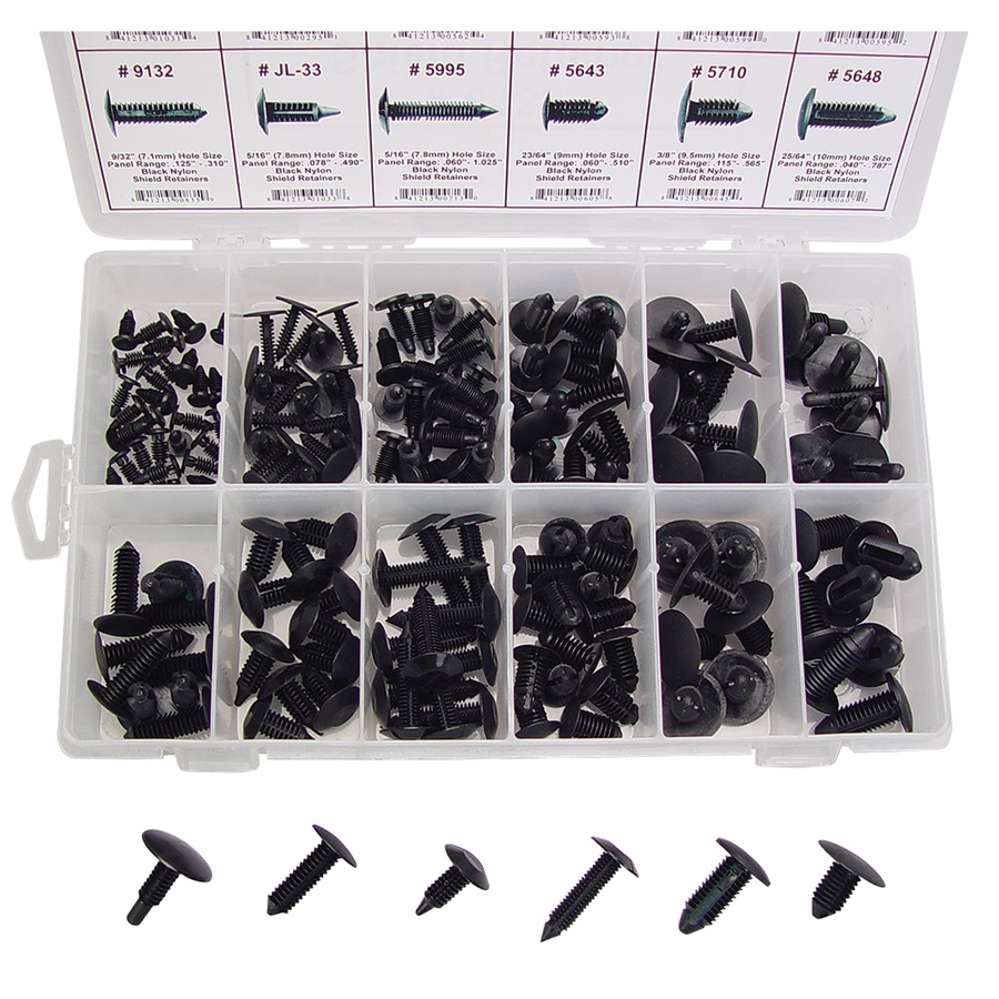 168-Pc Plastic Shield Retainer Assortment