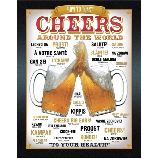 Cheers Around The World Tin Sign - 12-1/2"W x 16"H