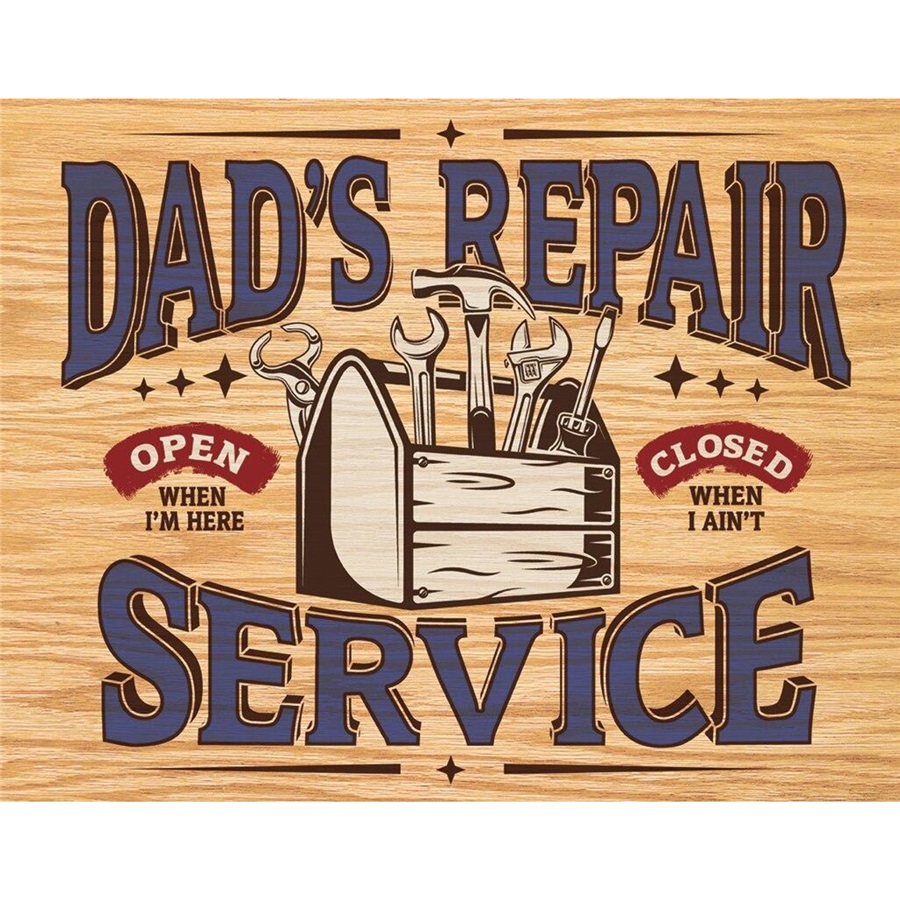 Dad's Repair Service Tin Sign - 16"W x 12-1/2"H