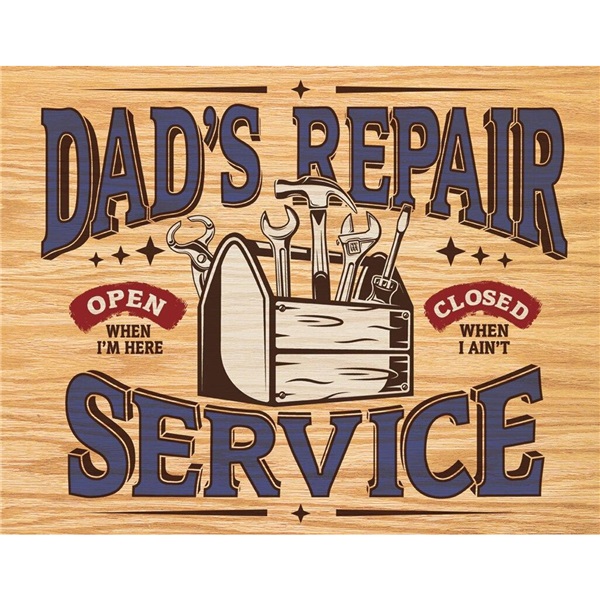 Dad's Repair Service Tin Sign - 16"W x 12-1/2"H