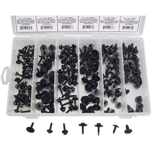 210Pc Black Trim Screw Assortment TP Tools & Equipment
