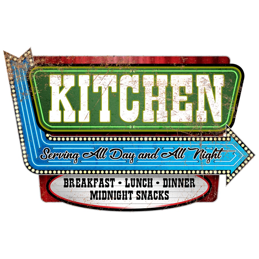 Kitchen - Embossed Die-Cut Aluminum-Style Sign - 7" x 11-1/2"