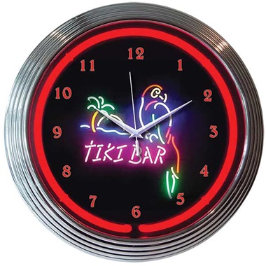 Tiki Bar Neon Wall Clock