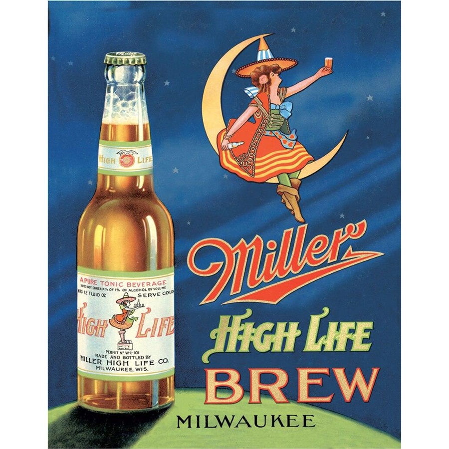 Miller High Life Brew Tin Sign - 12-1/2"W x 16"H