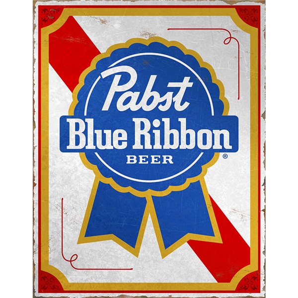 Pabst Blue Ribbon Tin Sign - 12-1/2"W x 16"H