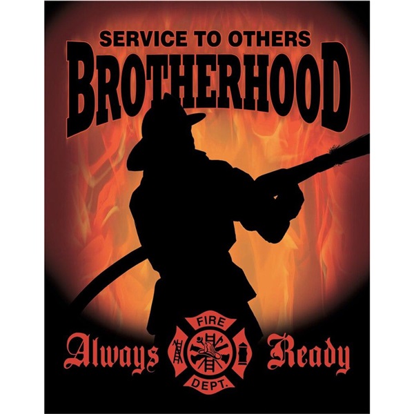 Firemen - Brotherhood Tin Sign - 12-1/2"W x 16"H