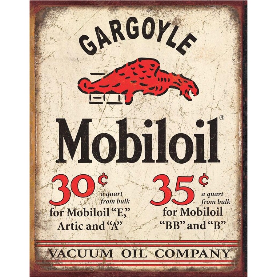 Mobil Gargoyle Tin Sign - 12-1/2"W x 16"H