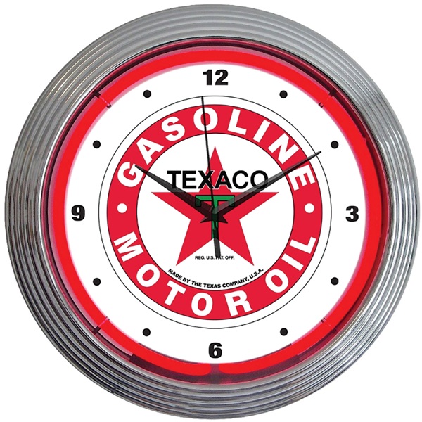 Texaco Motor Oil Neon Wall Clock