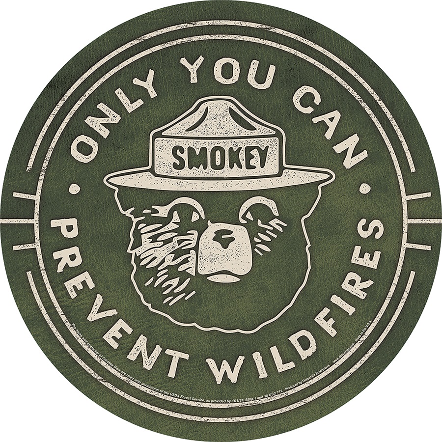 Smokey Bear Aluminum-Style Sign - 11-3/4" Dia