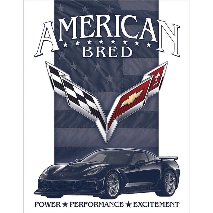 Corvette - American Bred Tin Sign - 12-1/2"W x 16"H