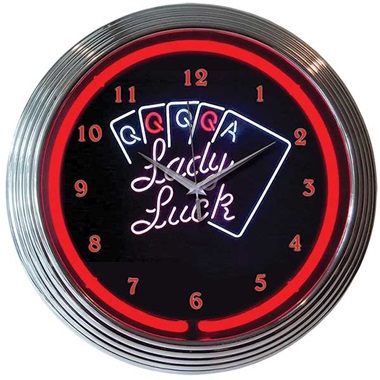 Lady Luck Neon Wall Clock