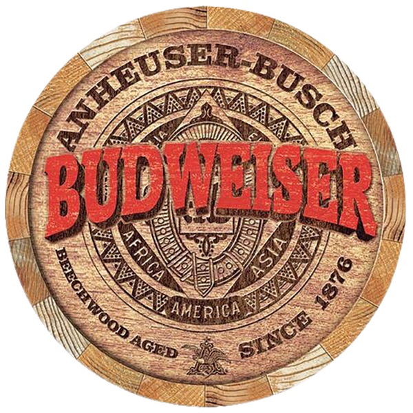 Budweiser Barrel End Aluminum-Style Sign - 11-3/4" Dia