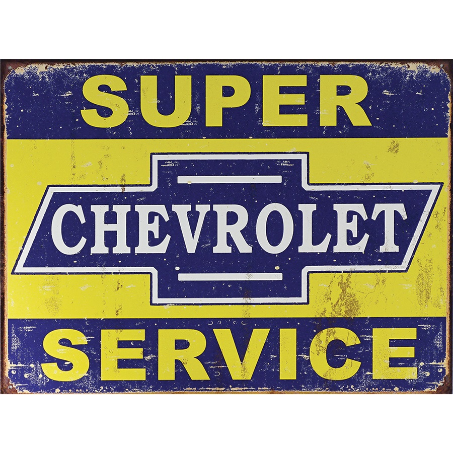 Chevy Super Service Tin Sign - 16"W x 12-1/2"H