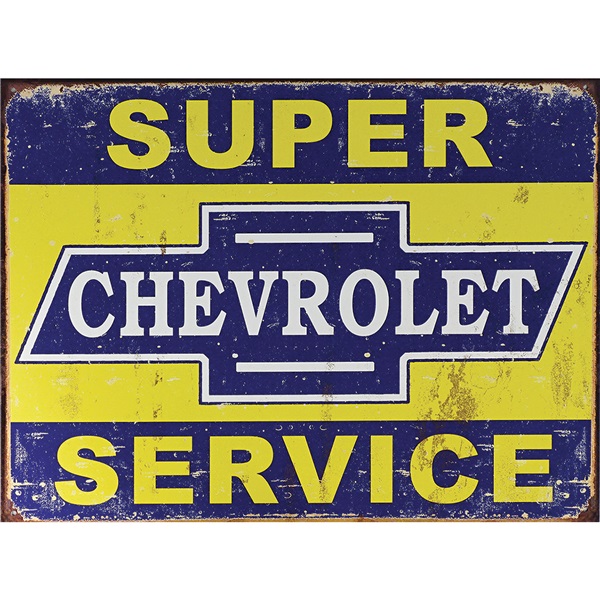 Chevy Super Service Tin Sign - 16"W x 12-1/2"H