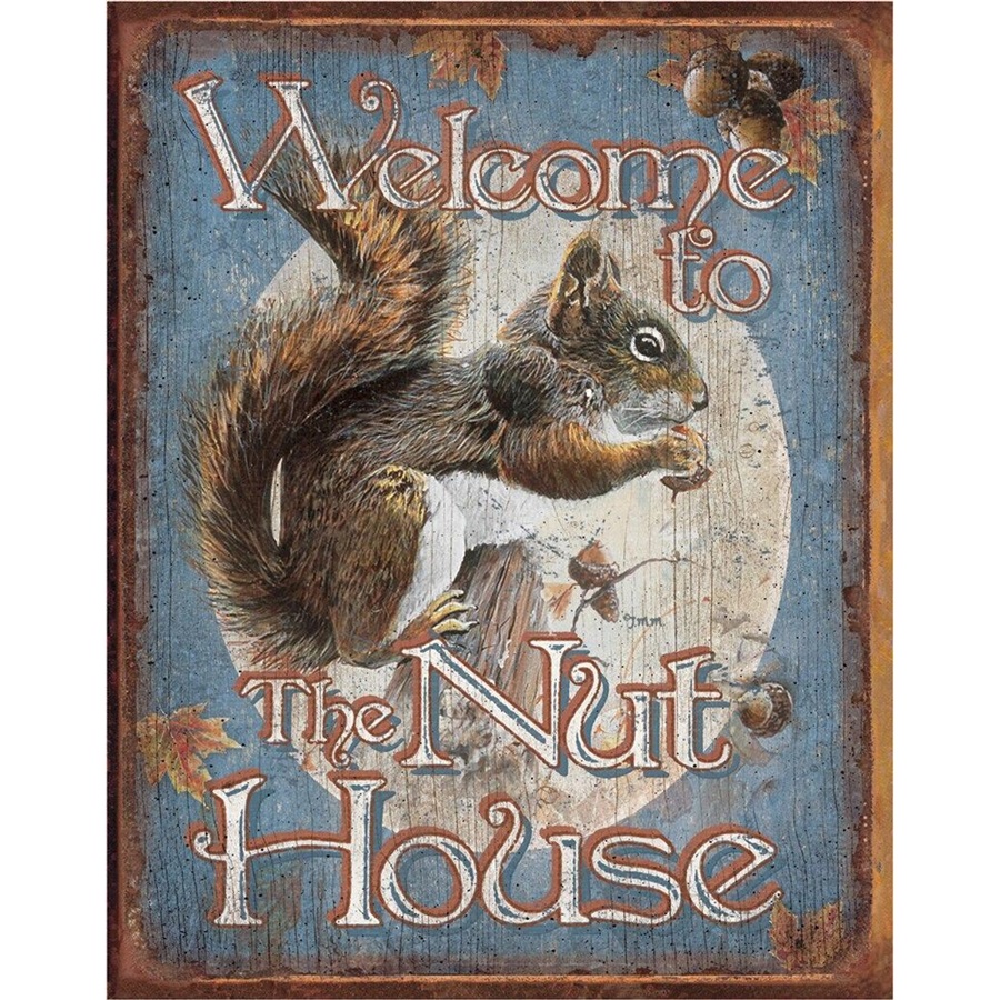 Nut House - Welcome Tin Sign - 12-1/2"W x 16"H