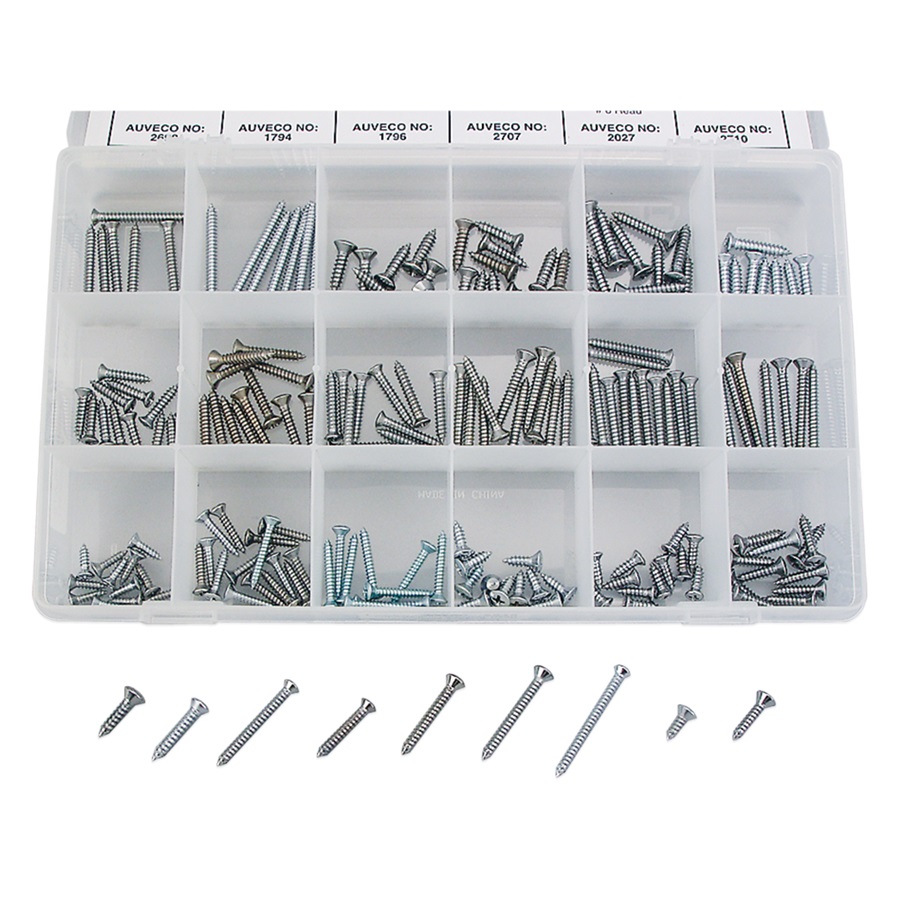 200-Pc Chrome-Plated Self-Tapping Screw Assortment