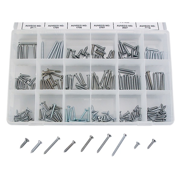 200-Pc Chrome-Plated Self-Tapping Screw Assortment