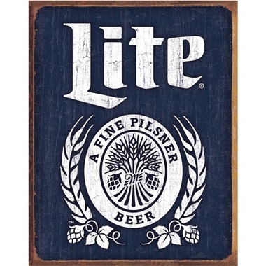 Miller Lite Bottle Logo Tin Sign - 12-1/2