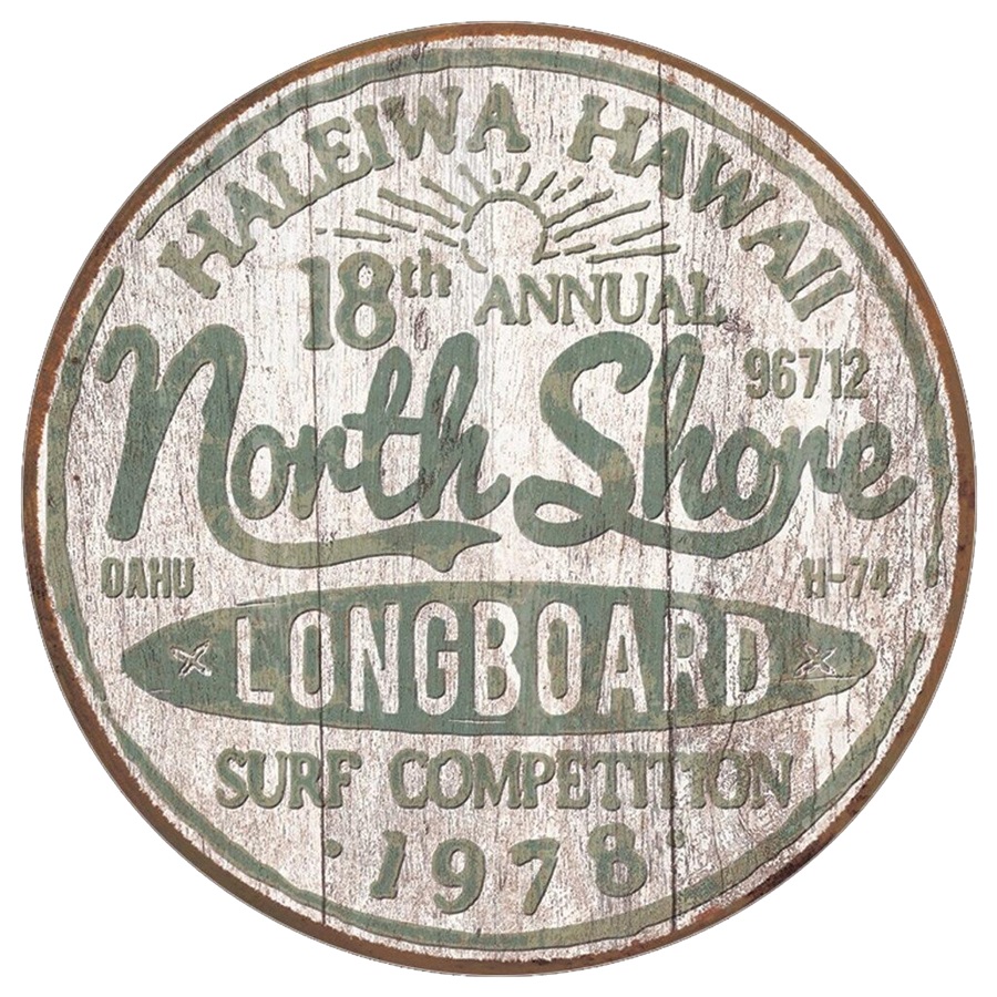 North Shore Surf Aluminum-Style Sign - 11-3/4" Dia