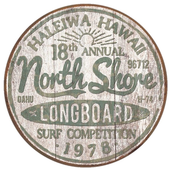 North Shore Surf Aluminum-Style Sign - 11-3/4" Dia