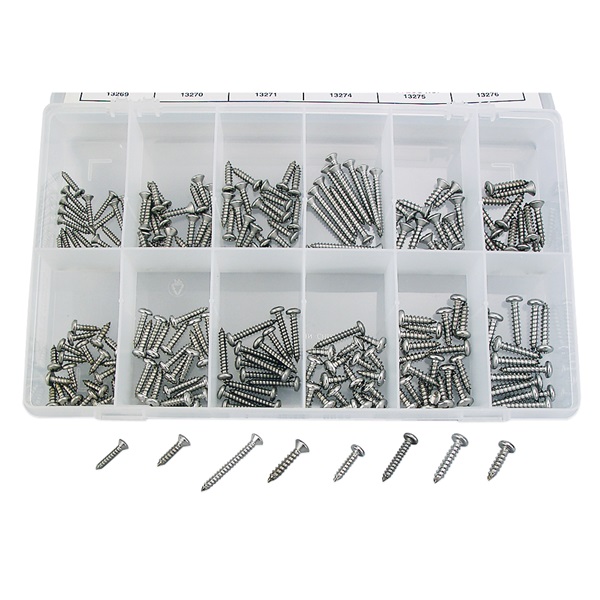 216-Pc Stainless Steel Self-Tapping Screw Assortment